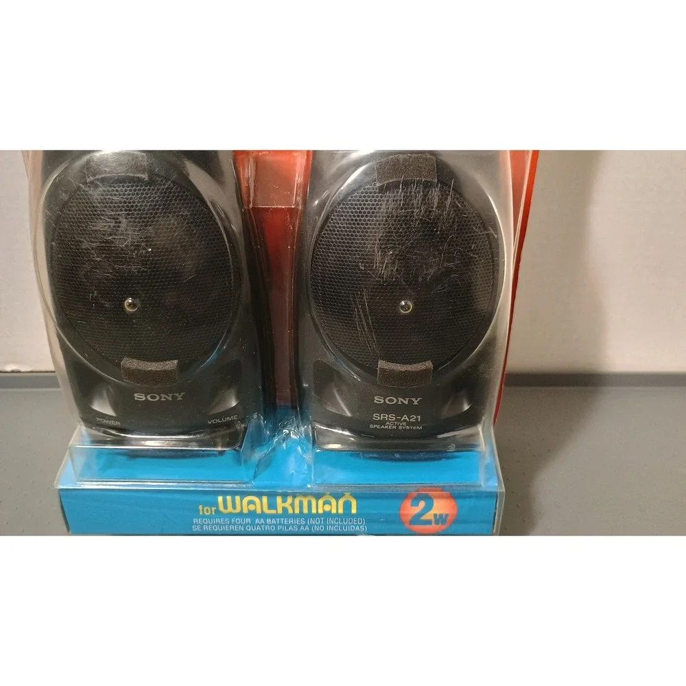 Sony SRS-A21 Active Speaker System for Walkman Black Vintage 1995 2W Portable